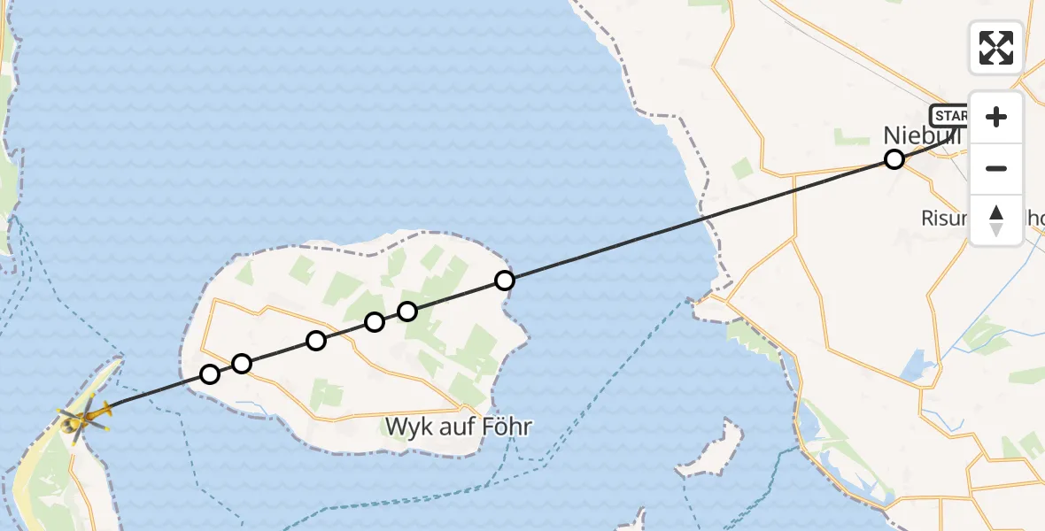 Flugroute Ambulanzhubschrauber Niebüll - Norddorf auf Amrum, 18 September 2026, 15:28