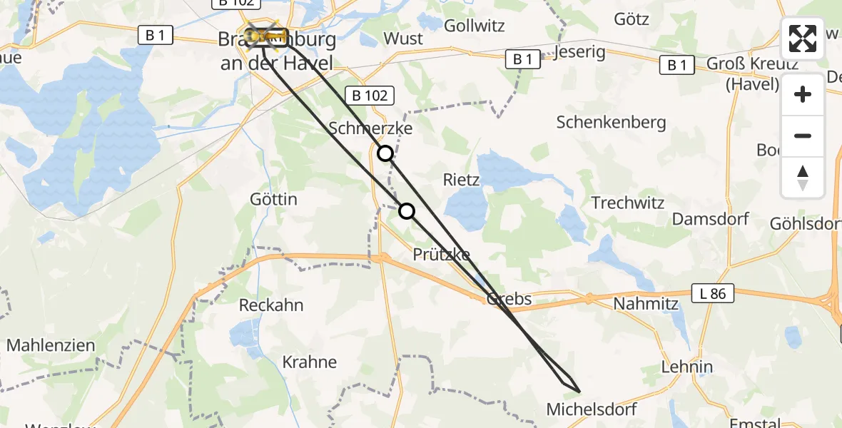 Flugroute Rettungshubschrauber Brandenburg an der Havel - Brandenburg an der Havel, 18 September 2026, 15:42