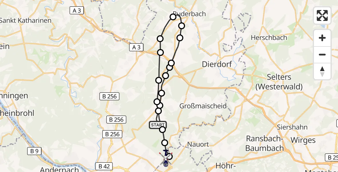 Flugroute Polizeihubschrauber Meinborn - Neuwied, 18 September 2026, 15:56