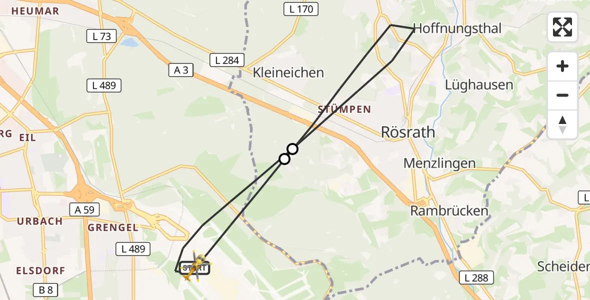 Flugroute Rettungshubschrauber Köln Bonn Flughafen - Köln Bonn Flughafen, 18 September 2026, 16:04