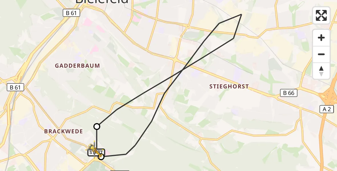 Flugroute Rettungshubschrauber Luftrettungszentrum Bielefeld - Luftrettungszentrum Bielefeld, 18 September 2026, 16:04