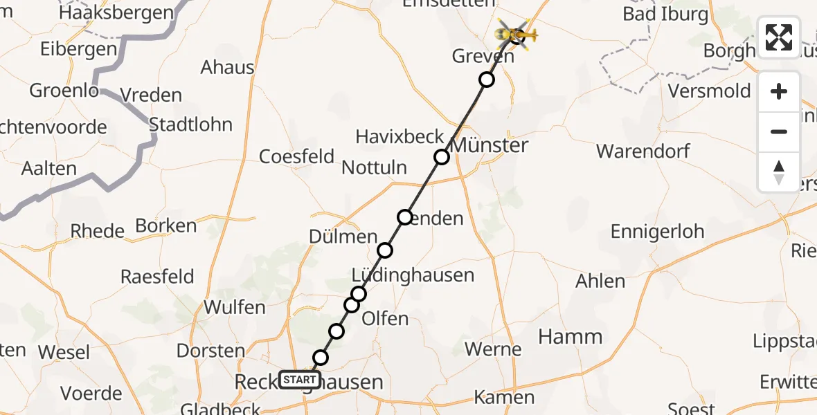 Flugroute Ambulanzhubschrauber Recklinghausen - Christoph  Westfalen-ADAC, 18 September 2026, 16:31