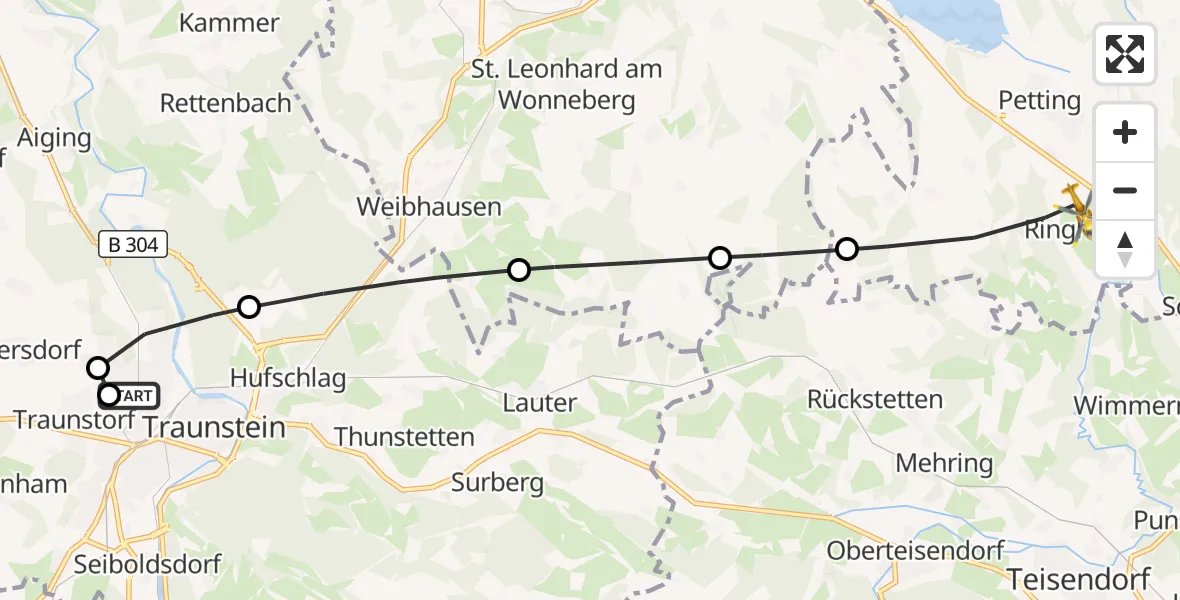Flugroute Rettungshubschrauber Traunstein Hospital - Petting, 18 September 2026, 16:55