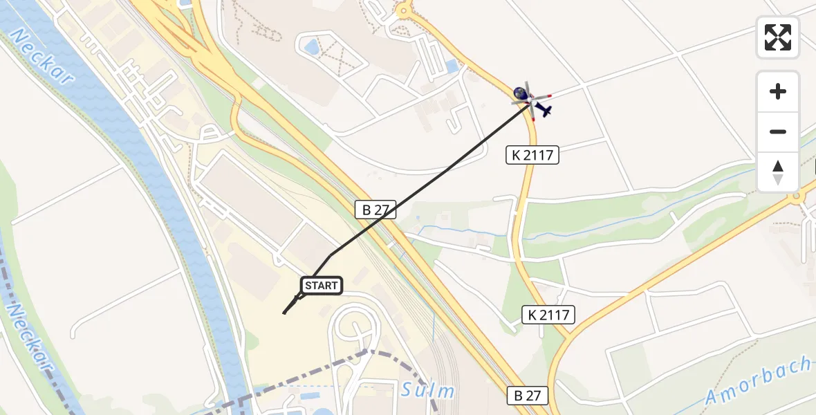 Flugroute Polizeihubschrauber Bad Friedrichshall - Bad Friedrichshall, 18 September 2026, 17:23