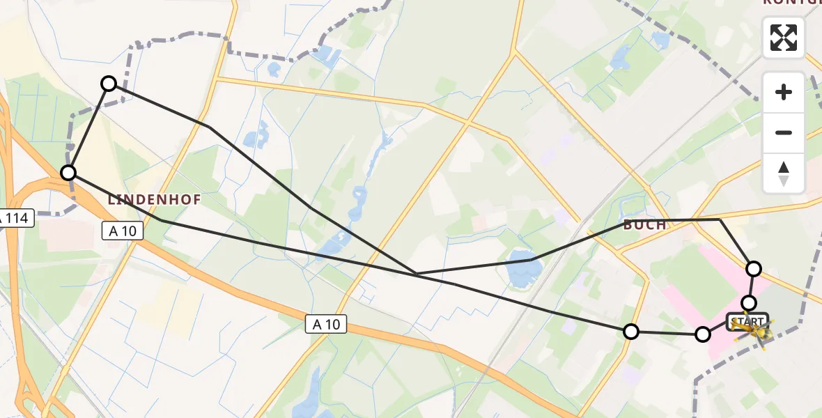 Flugroute Rettungshubschrauber Helios Clinic Berlin-Buch - Helios Clinic Berlin-Buch, 18 September 2026, 17:34
