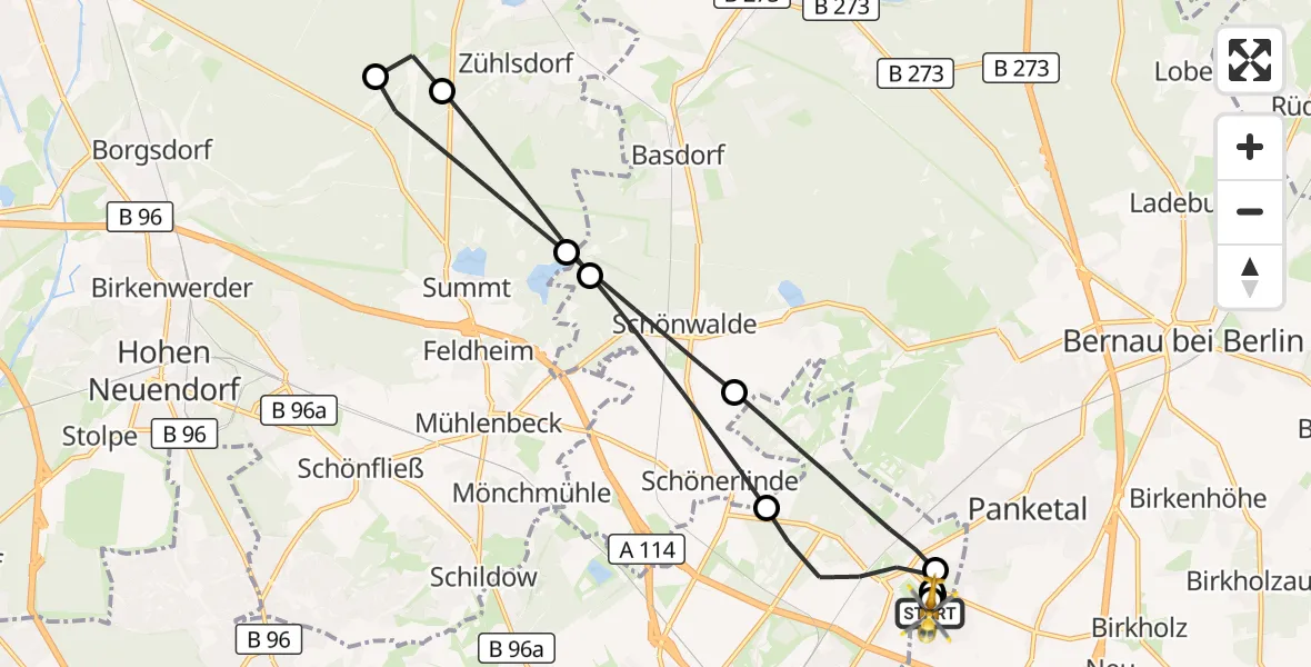 Flugroute Rettungshubschrauber Helios Clinic Berlin-Buch - Helios Clinic Berlin-Buch, 18 September 2026, 17:50