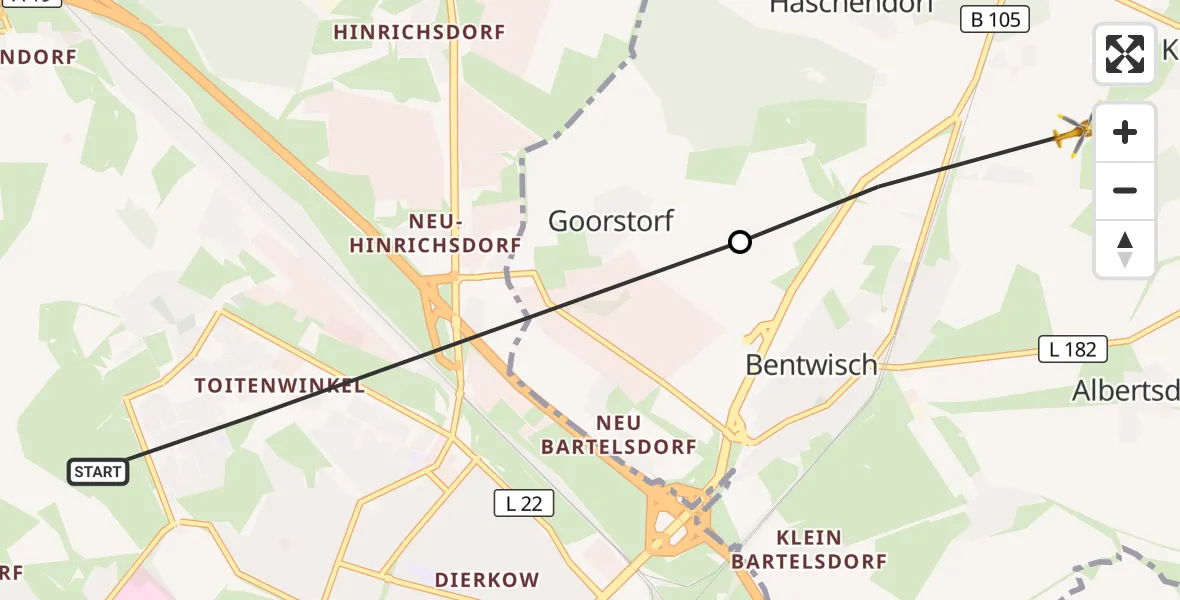 Flugroute Ambulanzhubschrauber Rostock - Bentwisch, 18 September 2026, 19:56