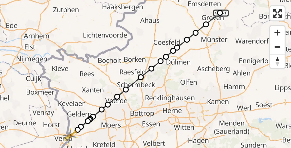 Flugroute Ambulanzhubschrauber Christoph  Westfalen-ADAC - Straelen, 18 September 2026, 20:08