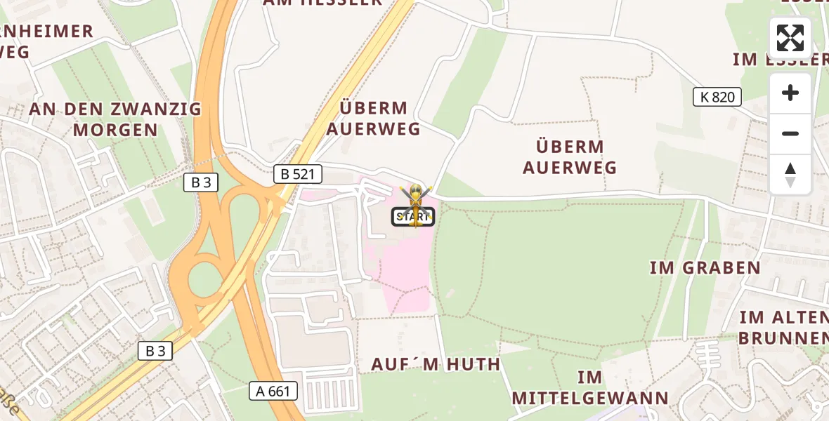 Flugroute Rettungshubschrauber Frankfurt am Main Accident Hospital Roof Helipad (CHX2) - Frankfurt am Main Accident Hospital Roof Helipad (CHX2), 19 September 2026, 04:39