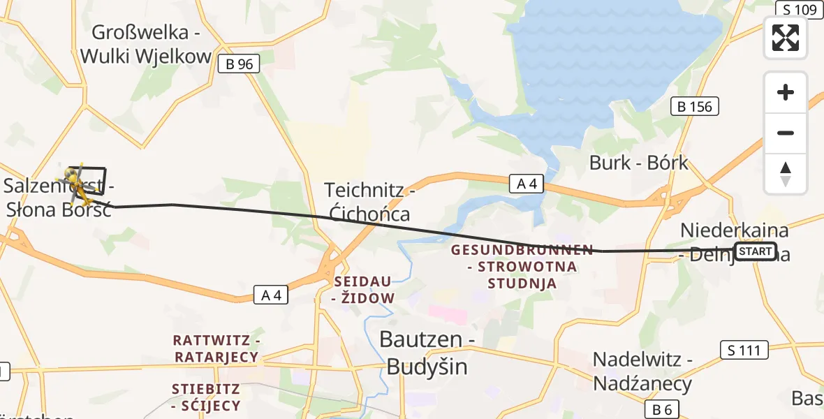 Flugroute Rettungshubschrauber Bautzen - Bautzen, 19 September 2026, 07:30