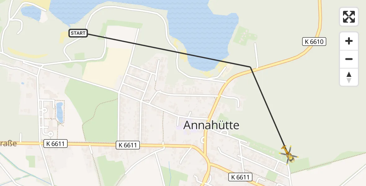 Flugroute Rettungshubschrauber Schipkau - Schipkau, 19 September 2026, 07:59