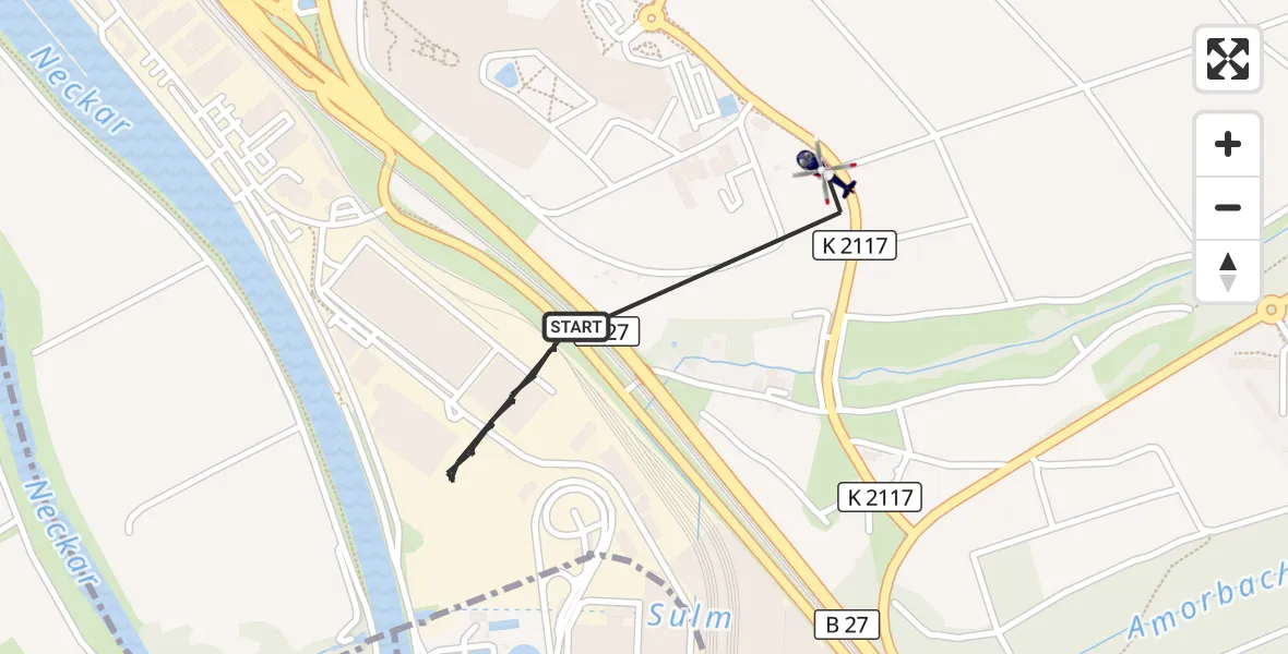 Flugroute Polizeihubschrauber Bad Friedrichshall - Bad Friedrichshall, 19 September 2026, 08:12