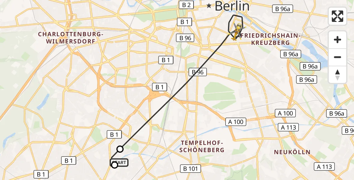Flugroute Rettungshubschrauber Charité Clinic Benjamin Franklin Campus - Berlin, 19 September 2026, 08:14