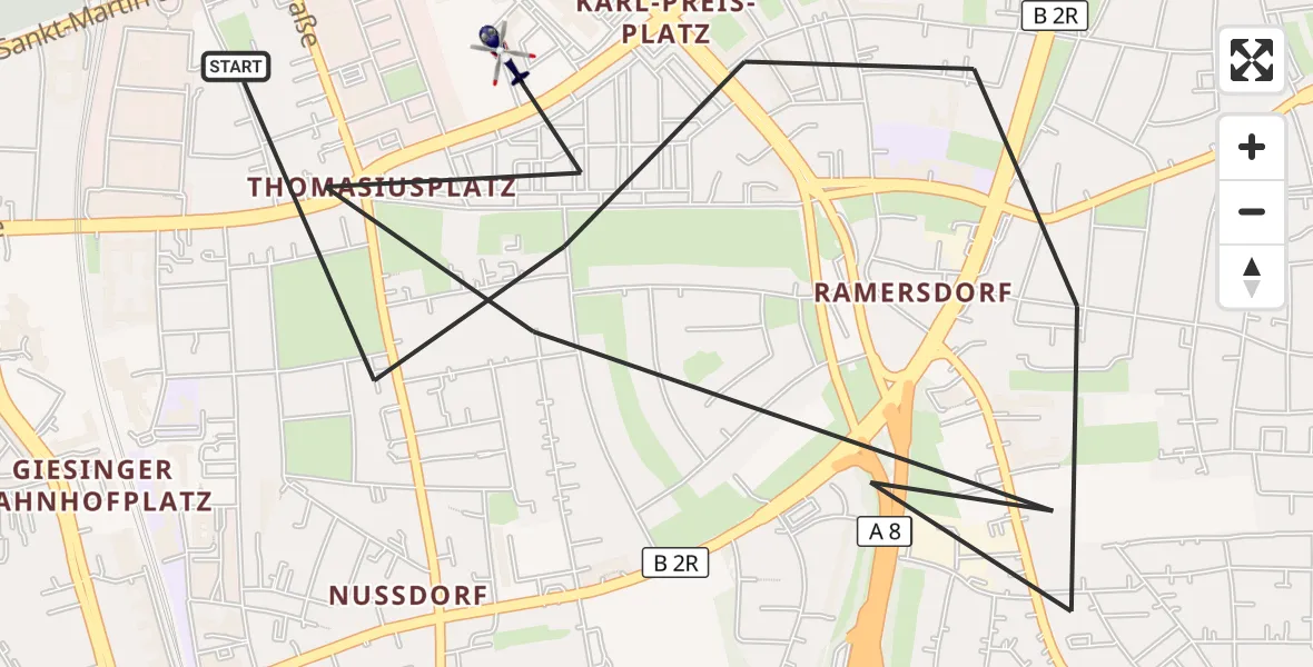 Flugroute Polizeihubschrauber München - München, 19 September 2026, 08:33