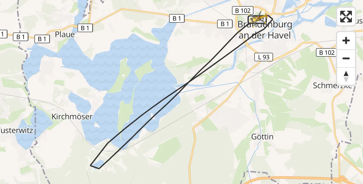 Flugroute Rettungshubschrauber Brandenburg an der Havel - Brandenburg an der Havel, 19 September 2026, 09:06