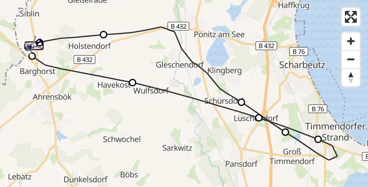 Flugroute Polizeihubschrauber Christoph 12 Luftrettungszentrum - Christoph 12 Luftrettungszentrum, 19 September 2026, 09:07