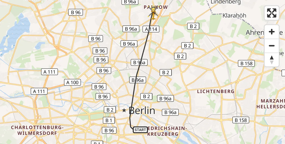 Flugroute Rettungshubschrauber Berlin - Berlin, 19 September 2026, 09:13