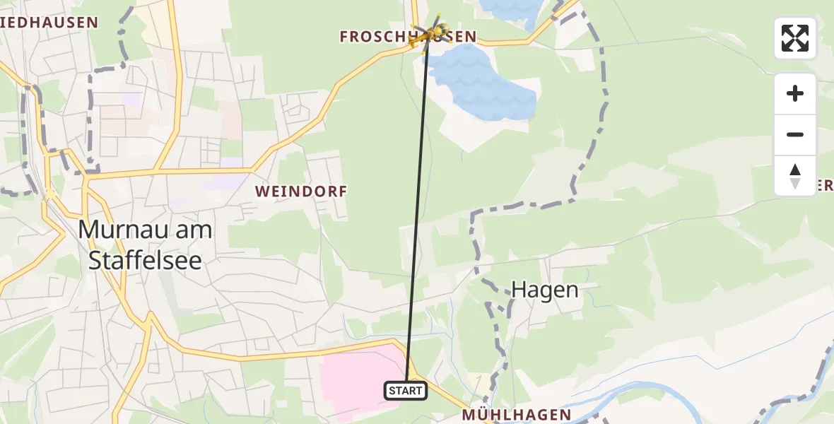 Flugroute Rettungshubschrauber Murnau Accident Hospital - Murnau a.Staffelsee, 19 September 2026, 09:15