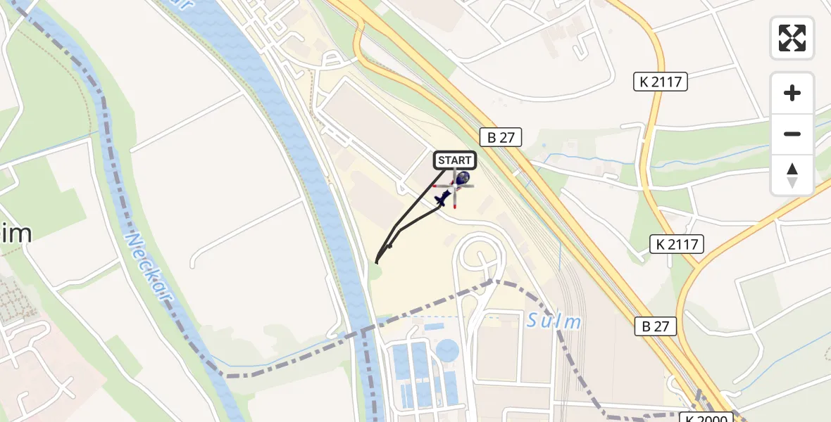 Flugroute Polizeihubschrauber Bad Friedrichshall - Bad Friedrichshall, 19 September 2026, 09:22