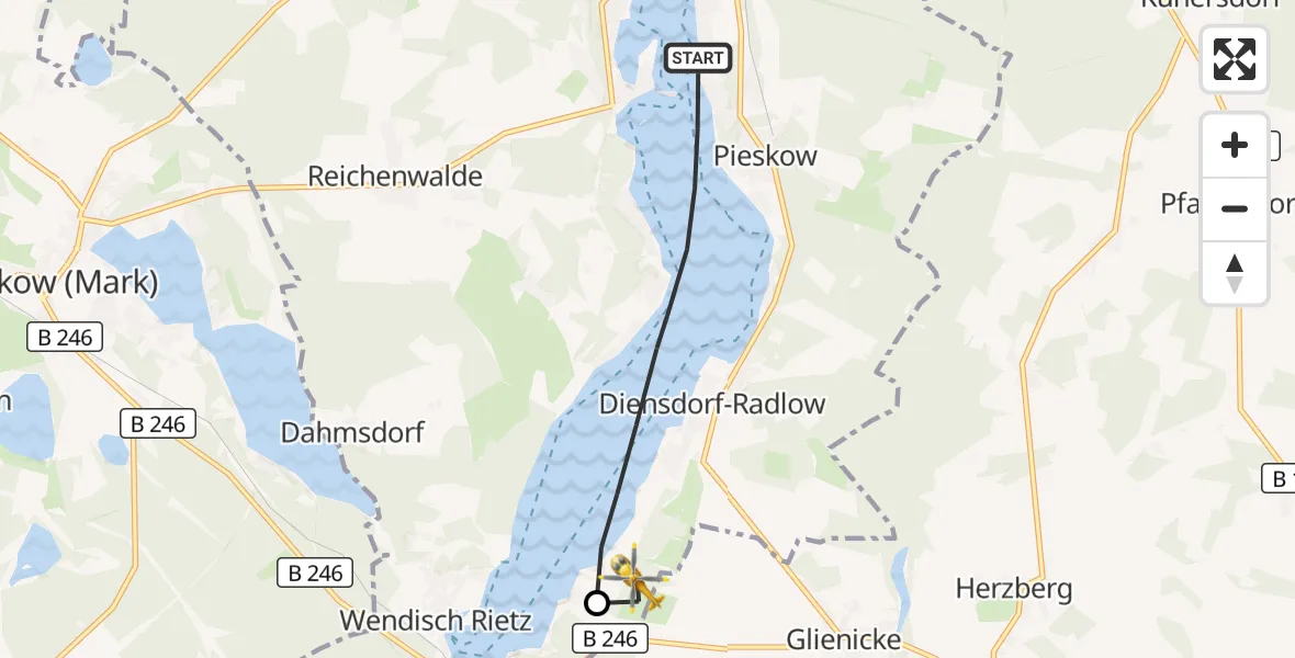 Flugroute Rettungshubschrauber Bad Saarow - Wendisch Rietz, 19 September 2026, 09:42