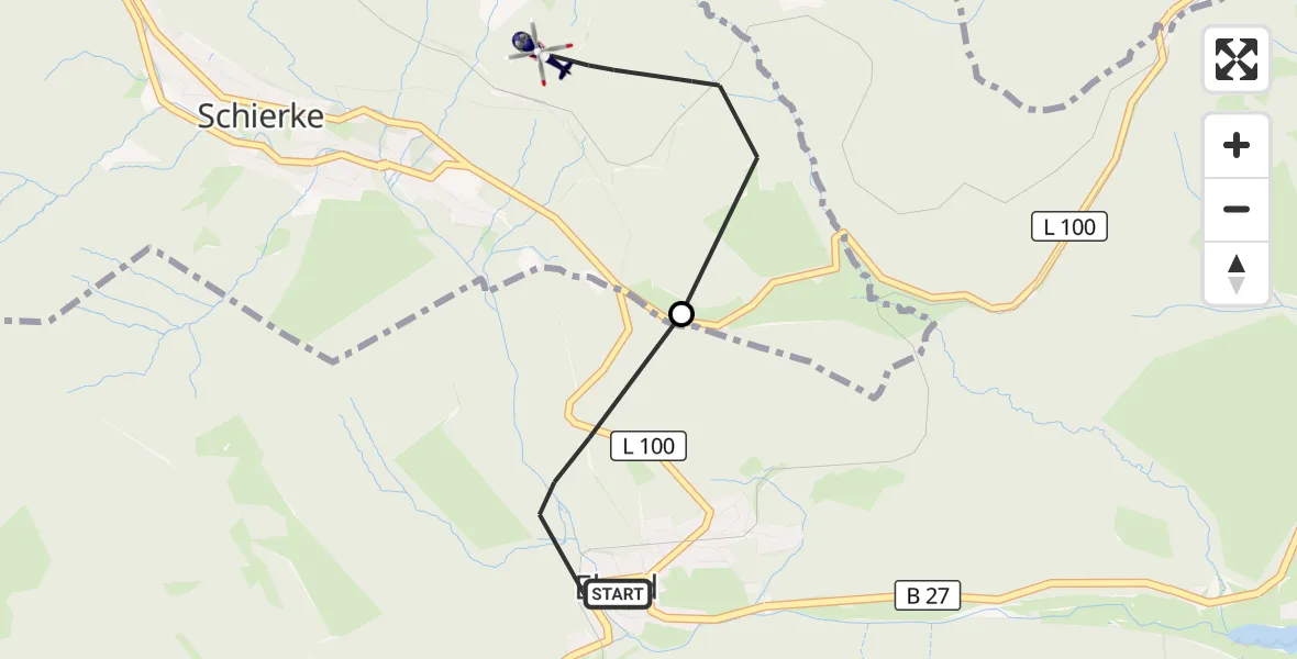 Flugroute Polizeihubschrauber Oberharz am Brocken - Wernigerode, 19 September 2026, 11:03