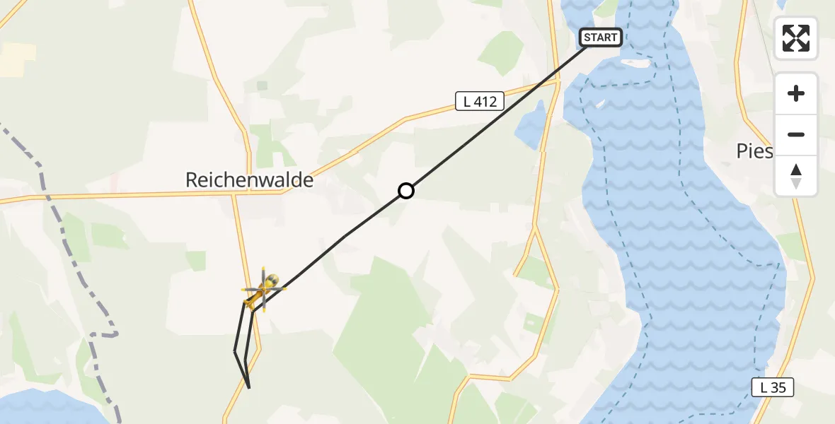 Flugroute Rettungshubschrauber Bad Saarow - Reichenwalde, 19 September 2026, 11:13