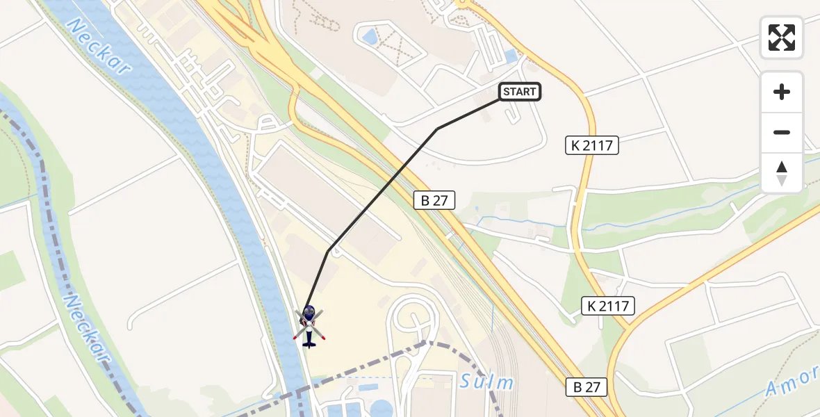 Flugroute Polizeihubschrauber Bad Friedrichshall - Bad Friedrichshall, 19 September 2026, 11:17