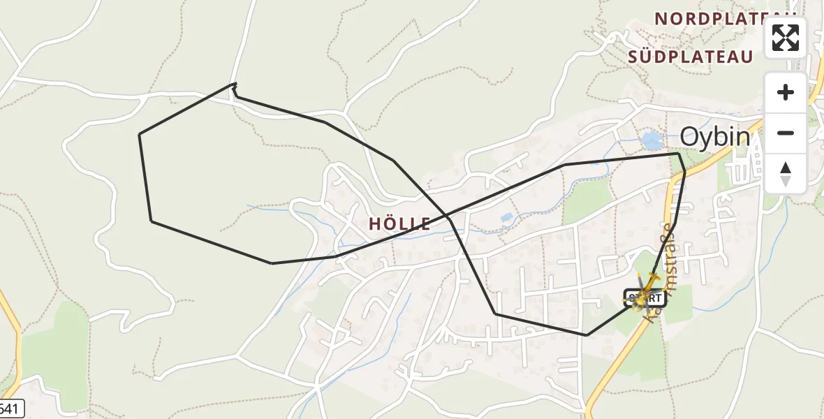 Flugroute Rettungshubschrauber Oybin - Oybin, 19 September 2026, 11:23