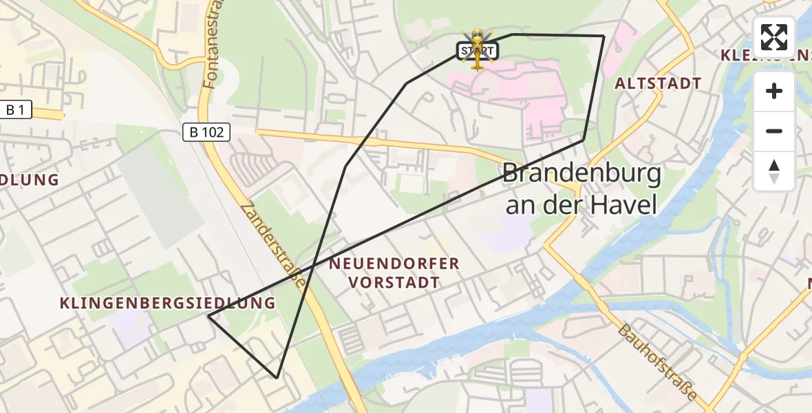Flugroute Rettungshubschrauber Brandenburg an der Havel - Brandenburg an der Havel, 19 September 2026, 11:25