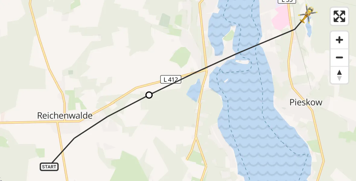 Flugroute Rettungshubschrauber Reichenwalde - Bad Saarow, 19 September 2026, 11:35