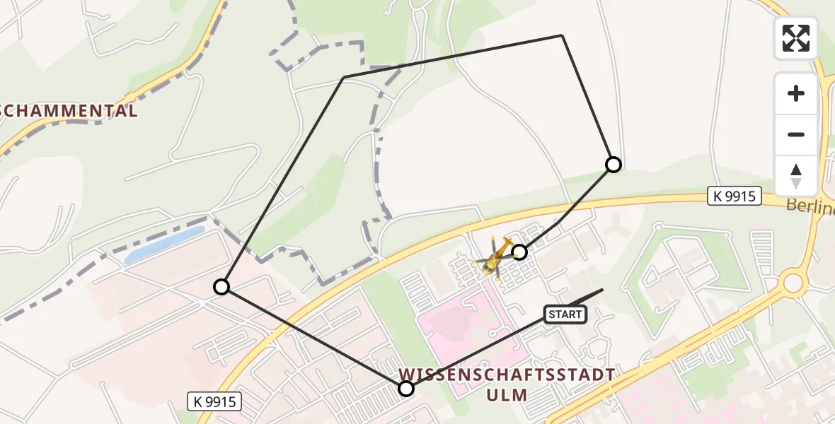 Flugroute Ambulanzhubschrauber Ulm Military Hospital Emergency - Ulm Military Hospital Emergency, 19 September 2026, 11:37