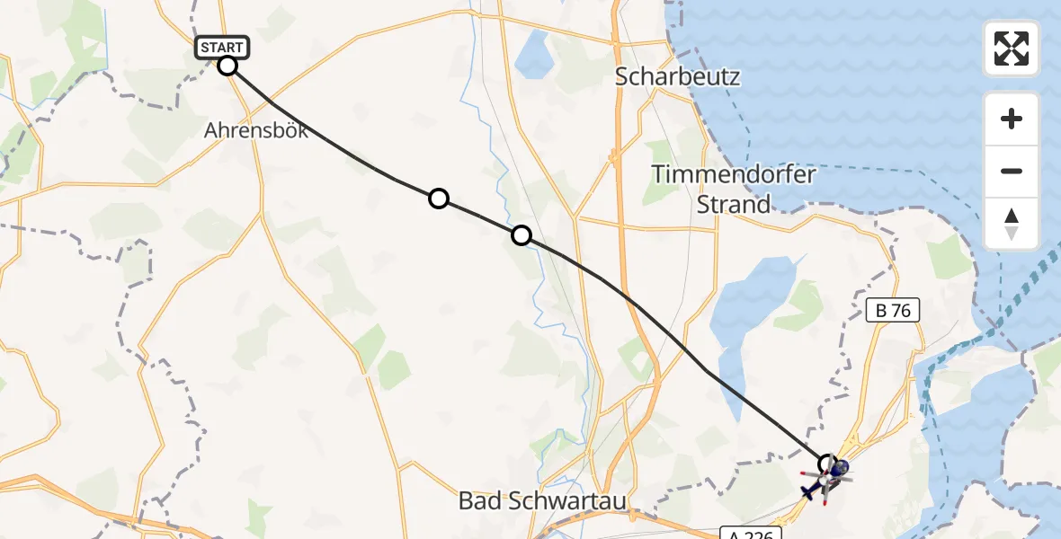 Flugroute Polizeihubschrauber Christoph 12 Luftrettungszentrum - Lübeck, 19 September 2026, 11:41