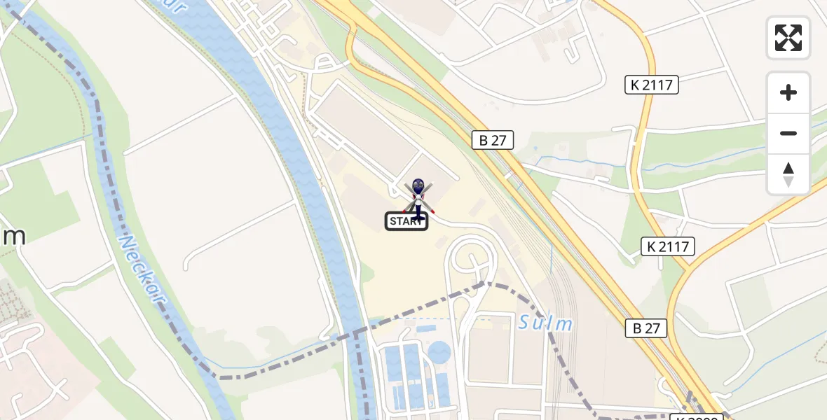 Flugroute Polizeihubschrauber Bad Friedrichshall - Bad Friedrichshall, 19 September 2026, 11:44