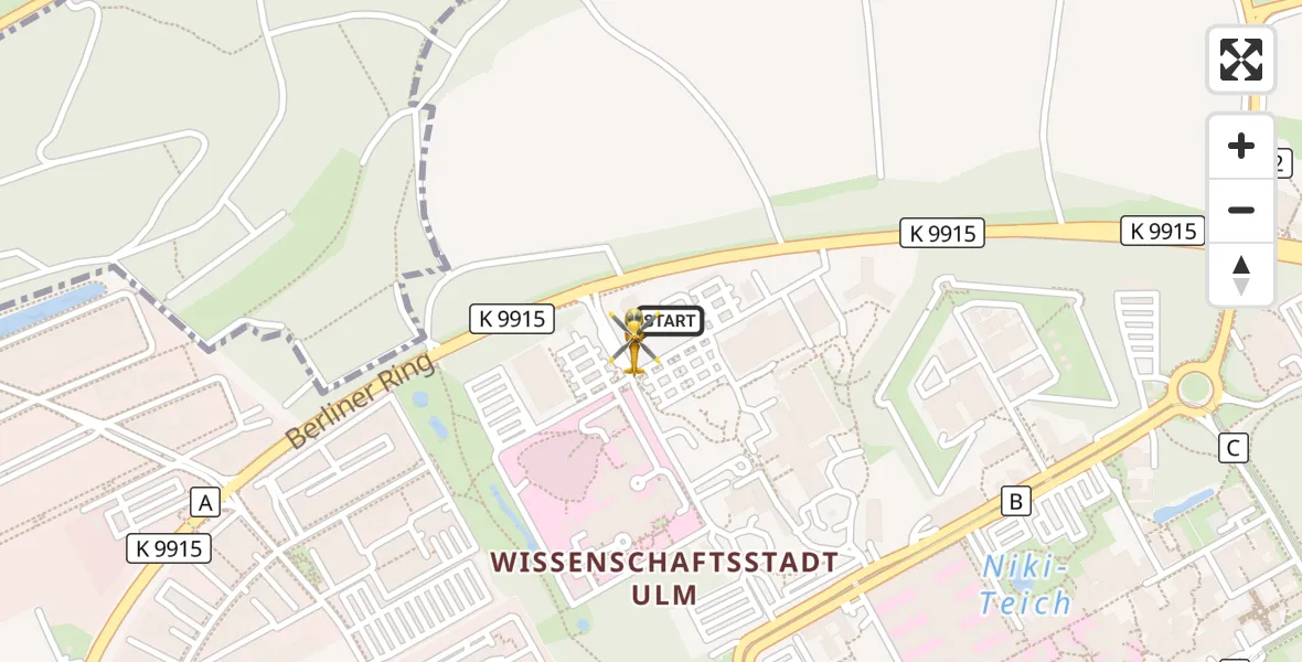 Flugroute Rettungshubschrauber Ulm Military Hospital Emergency - Ulm Military Hospital Emergency, 19 September 2026, 12:08