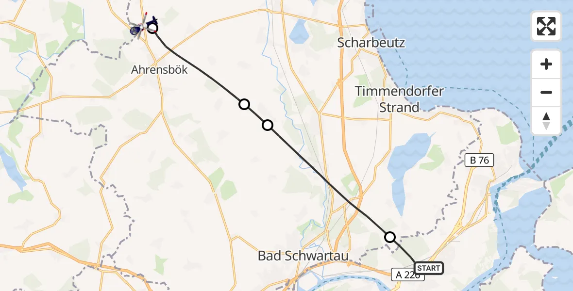 Flugroute Polizeihubschrauber Lübeck - Christoph 12 Luftrettungszentrum, 19 September 2026, 12:13