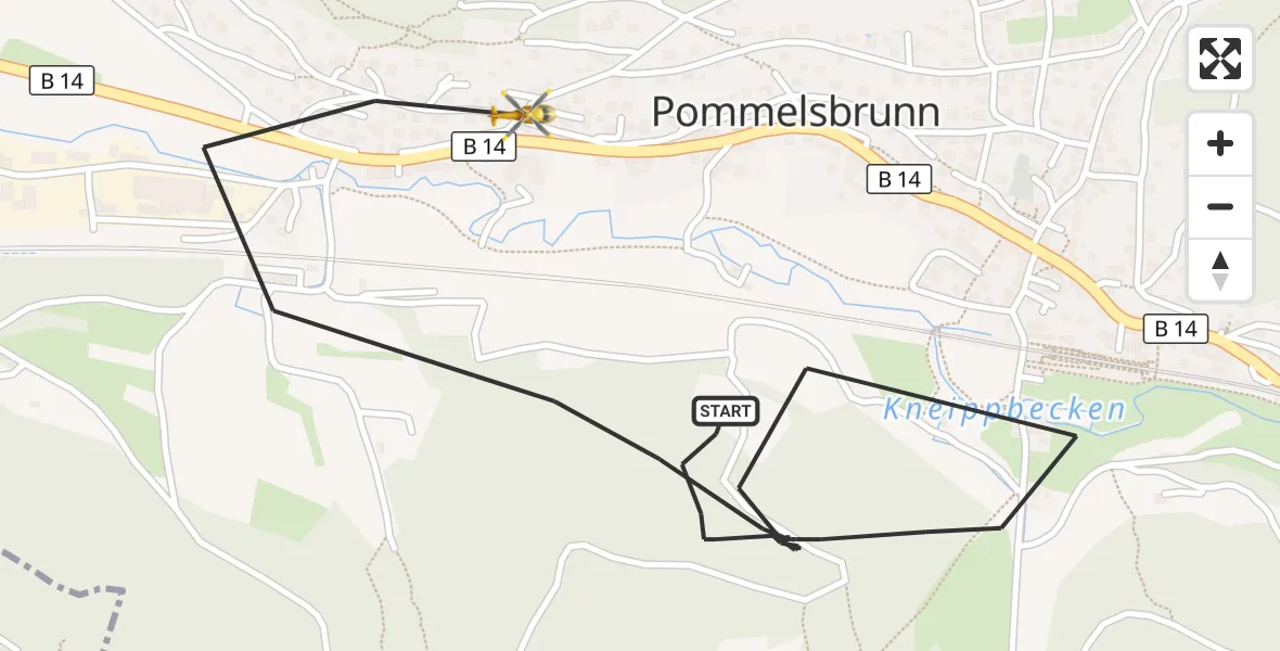 Flugroute Ambulanzhubschrauber Pommelsbrunn - Pommelsbrunn, 19 September 2026, 13:27