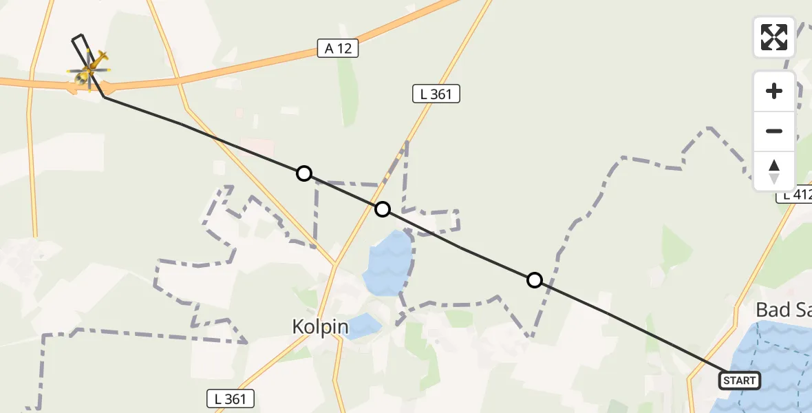 Flugroute Rettungshubschrauber Bad Saarow - Spreenhagen, 19 September 2026, 13:30