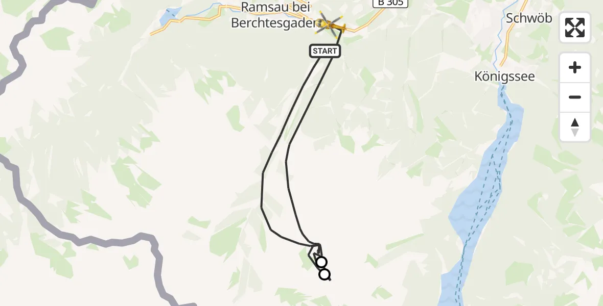 Flugroute Rettungshubschrauber Ramsau b.Berchtesgaden - Ramsau b.Berchtesgaden, 19 September 2026, 13:31