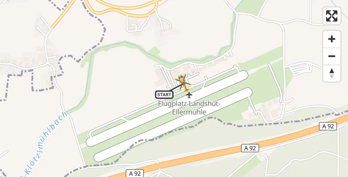 Flugroute Rettungshubschrauber Landshut Flugplatz - Landshut Flugplatz, 19 September 2026, 13:35
