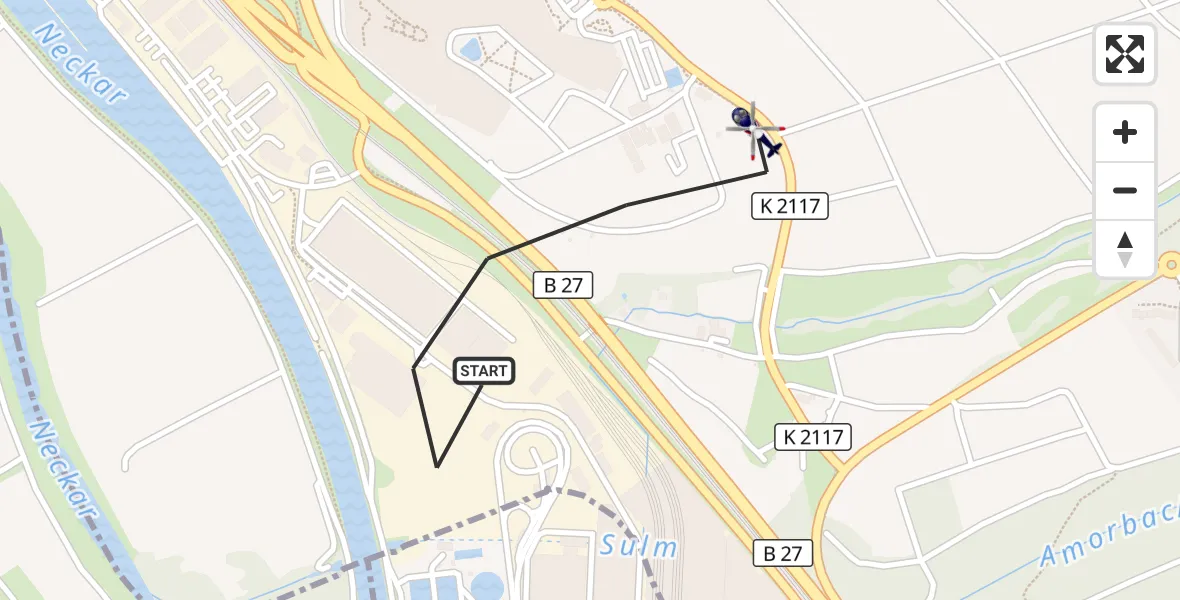 Flugroute Polizeihubschrauber Bad Friedrichshall - Bad Friedrichshall, 19 September 2026, 13:45
