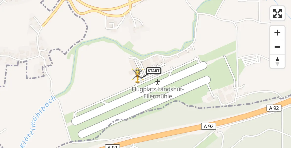 Flugroute Rettungshubschrauber Landshut Flugplatz - Landshut Flugplatz, 19 September 2026, 13:46