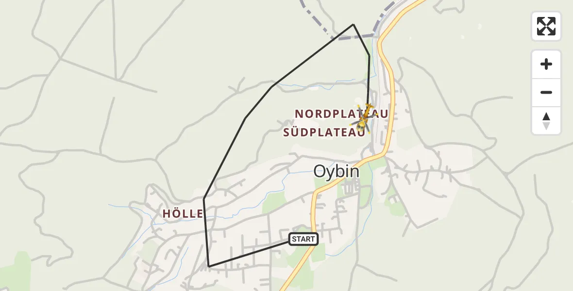 Flugroute Rettungshubschrauber Oybin - Oybin, 19 September 2026, 13:52
