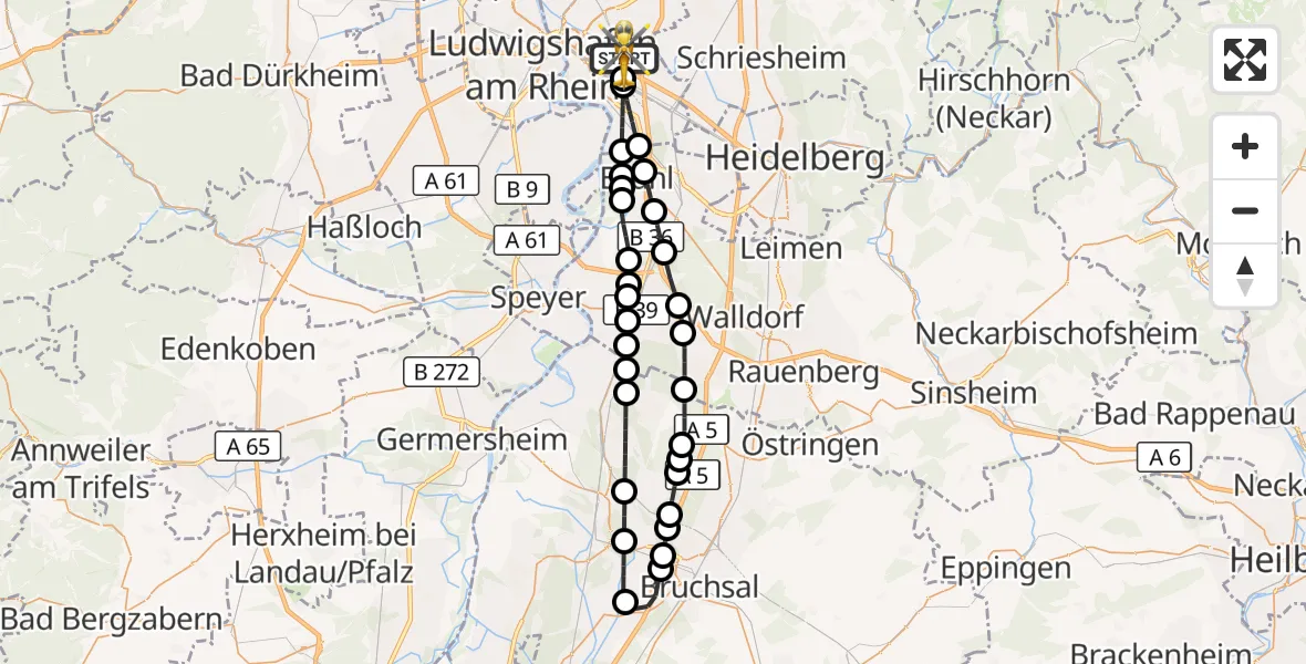 Flugroute Rettungshubschrauber Mannheim-City Flughafen - Mannheim-City Flughafen, 19 September 2026, 14:41