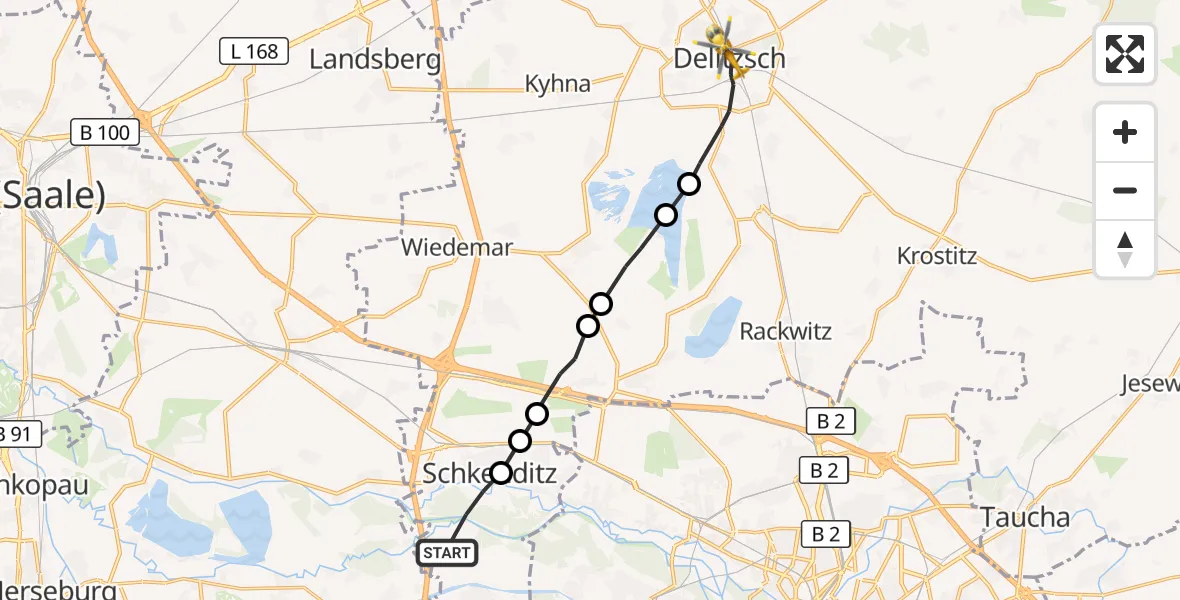 Flugroute Rettungshubschrauber Schkeuditz - Delitzsch, 19 September 2026, 15:23