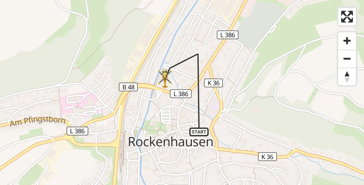 Flugroute Rettungshubschrauber Rockenhausen - Rockenhausen, 19 September 2026, 15:27