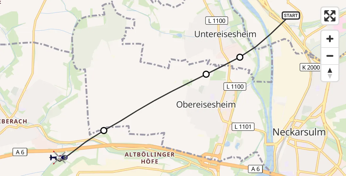 Flugroute Polizeihubschrauber Bad Friedrichshall - Heilbronn, 19 September 2026, 15:32