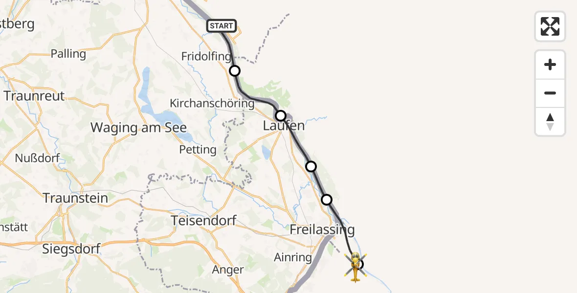 Flugroute Rettungshubschrauber Riedersbach - Dachlandeplatz Heliport, 19 September 2026, 15:50