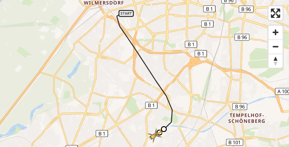 Flugroute Rettungshubschrauber Berlin - Charité Clinic Benjamin Franklin Campus, 19 September 2026, 15:55