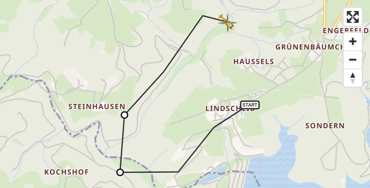 Flugroute Rettungshubschrauber Wermelskirchen - Wermelskirchen, 19 September 2026, 17:13
