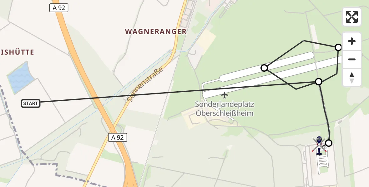 Flugroute Polizeihubschrauber Oberschleißheim - Oberschleißheim, 19 September 2026, 21:39